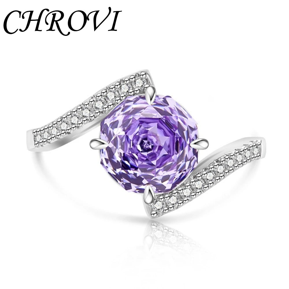 Luxury-Style 925 Sterling Silver Gemstone Rose Cut Ring for Women - Super Sparkling High-Carbon Diamond Finger Ring