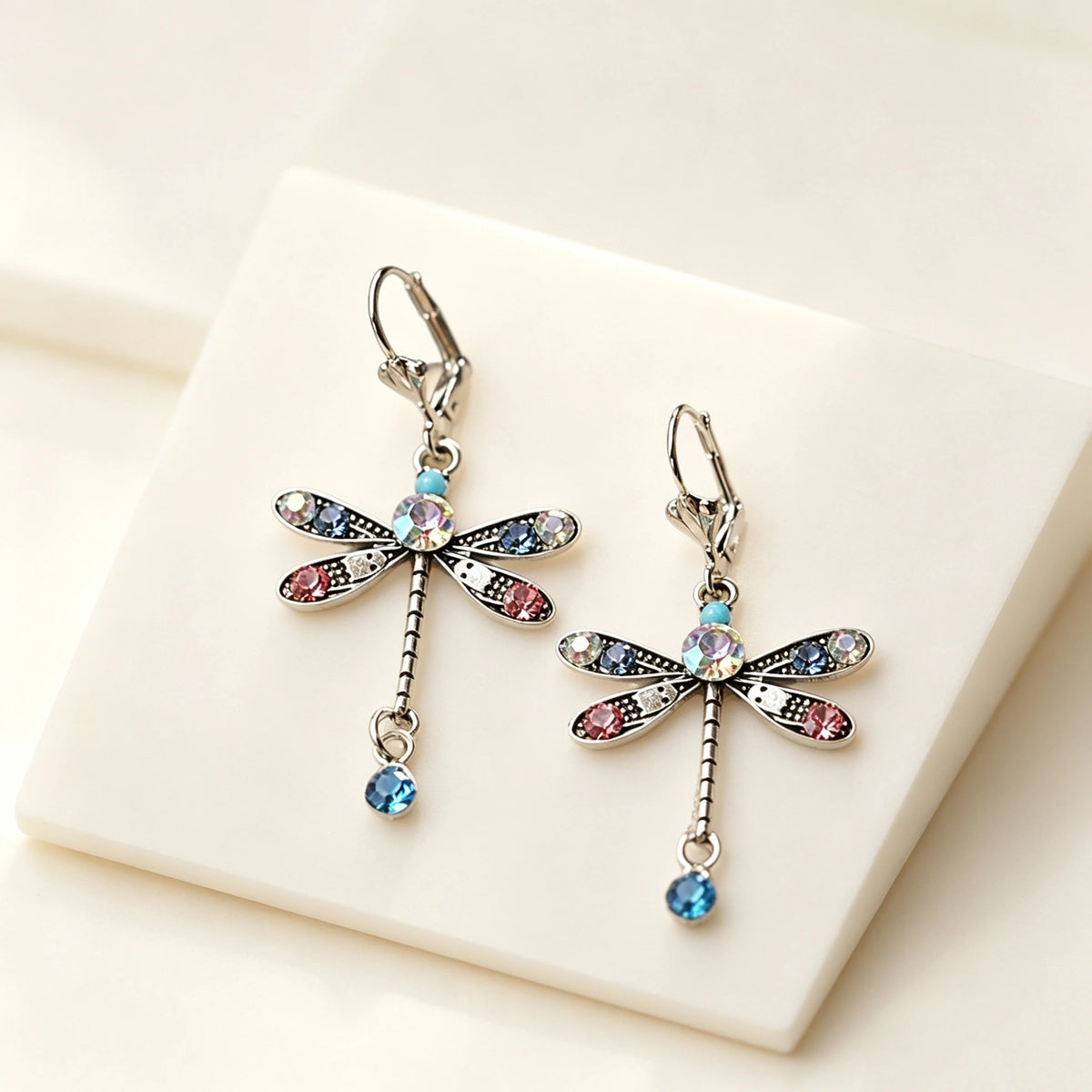 Charm Grace Female Small Animal Rainbow Zircon New Fashion Drop Dangle Earrings Unique Silver Color Wedding Jewelry For Women