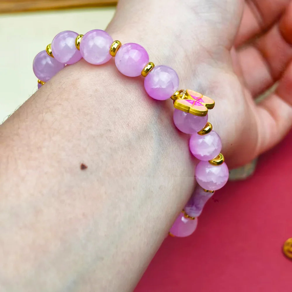 NEW Boho Butterfly Charm Bracelet for Women Light Purple Lavender Beaded Bracelets Vintage Gold Plated Fashion Jewelry Gift