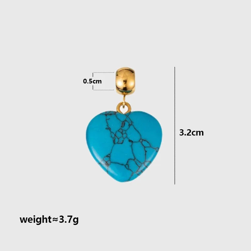 Trendy Natural Stone Star Heart Pendant DIY Necklace for Women Colorful Handmade Beaded Collars Necklace Stainless Steel Jewelry