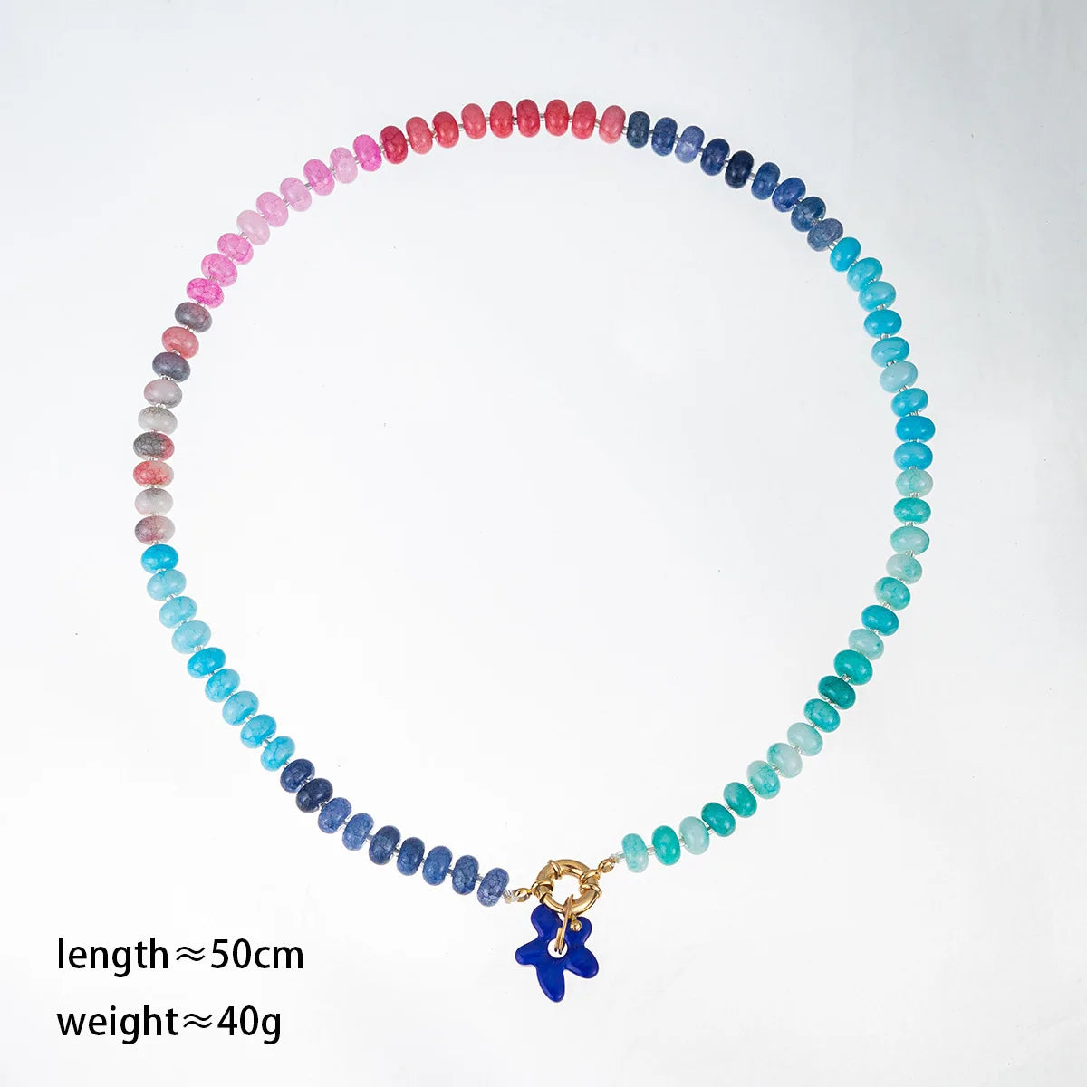 Handmade Colorful Glass Beaded Flower Neckalce Stainless Steel Geometric Natural Stone Pendant Choker Summer Beach Jewelry Gift