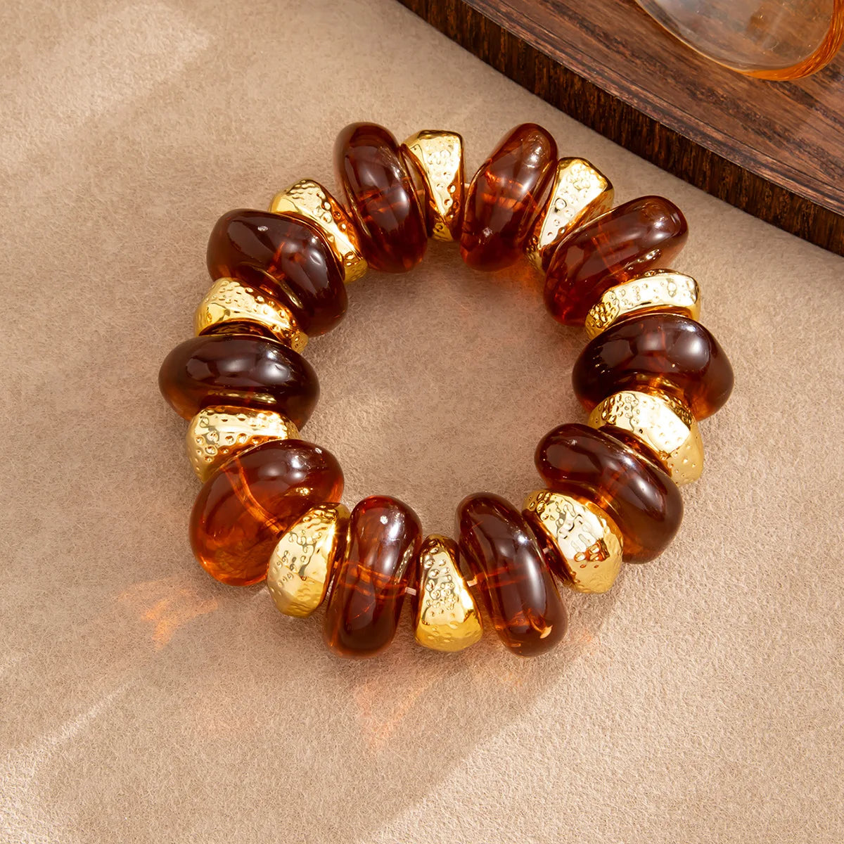 KMVEXO Bohemian Colorful Acrylic Beads Bracelet for Women New Trendy Resin Flat Round Elastic Bangles Statement Jewelry Gift