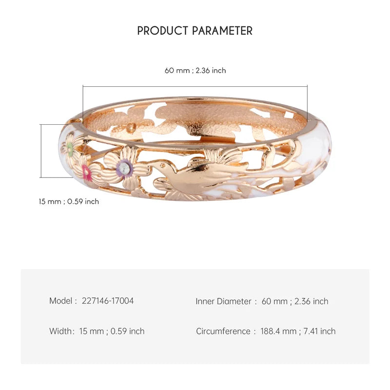 Hollow Bangles For Women Bracelets On Hand Bird Cloisonne Enamel Jewelry Women's Hand Bracelet Female Bangle Gifts For Wife Girl