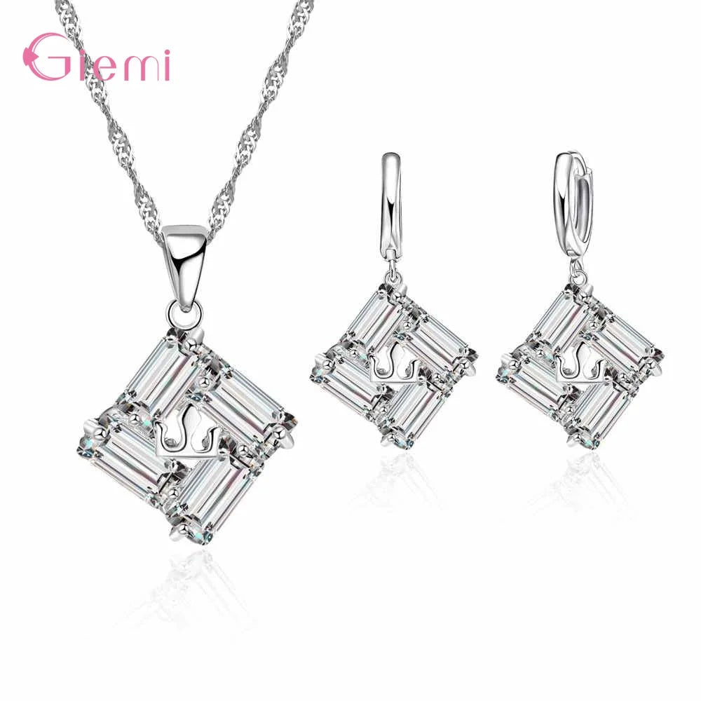 925 Silver Needle Jewelry Sets for Women Girls 34 Models Option Austrian Crystal Rhinestone Pearl Pendant Necklace Earrings