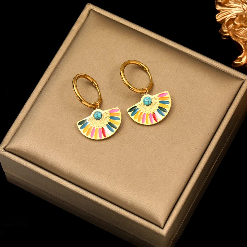 EILIECK 316L Stainless Steel Flower Butterfly Bear Drop Earrings For Women Fashion Ear Dangle Eardrop Jewelry Party Gift Bijoux