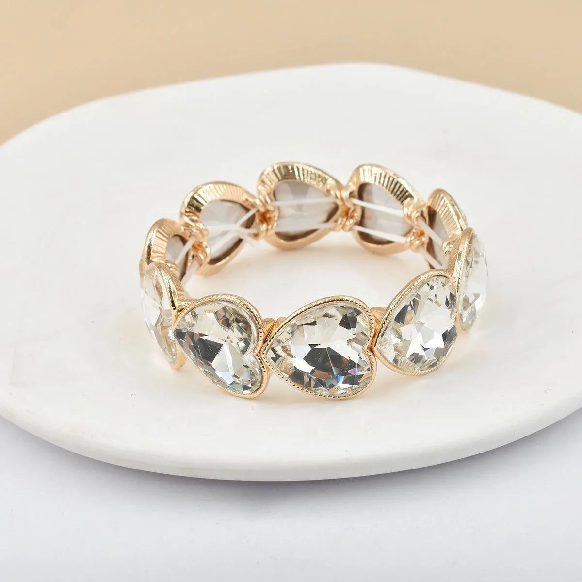 2026 New fashion crystal Women bracelet geometry thread red white blue charms elastic band heart shaped glass Atmospheric Love