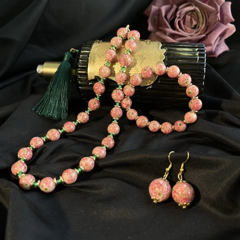 NISHIZAWA Pink Flowers Earrings for Women Beaded Vintage Court Style Elegant Jewelry Fashion Sweet Exquisite Aretes De Mujer