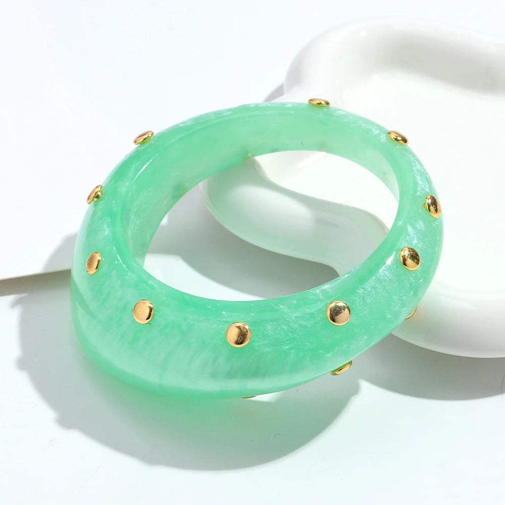 Fashion Resin Irregular Geometric Studs Chunky Bangles New Acrylic Curve Wave Wide Cuff Bangle Women Jewelry Gifts