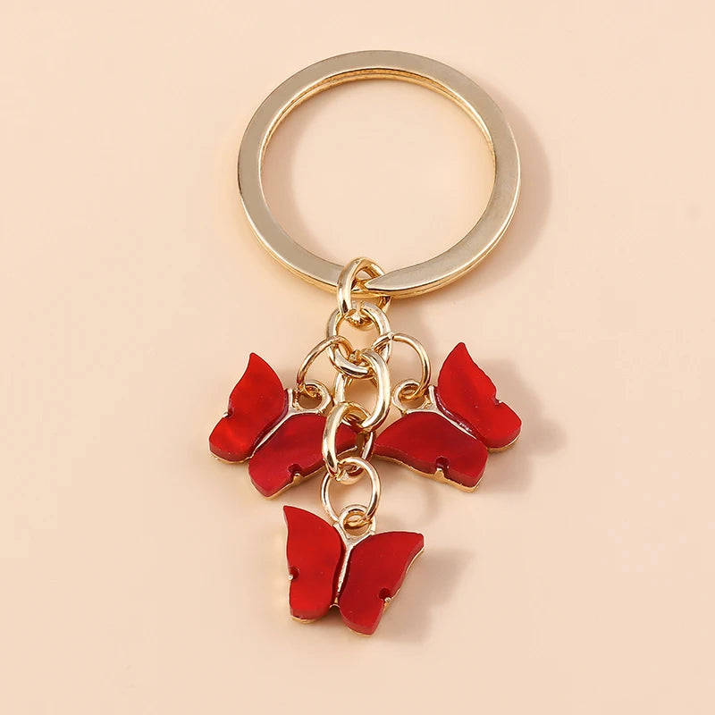 Cute Colorful Butterfly Keychains Enamel Animal Keyrings Souvenir Gift for Women Men Handbag Pendants Key Chains DIY Accessories