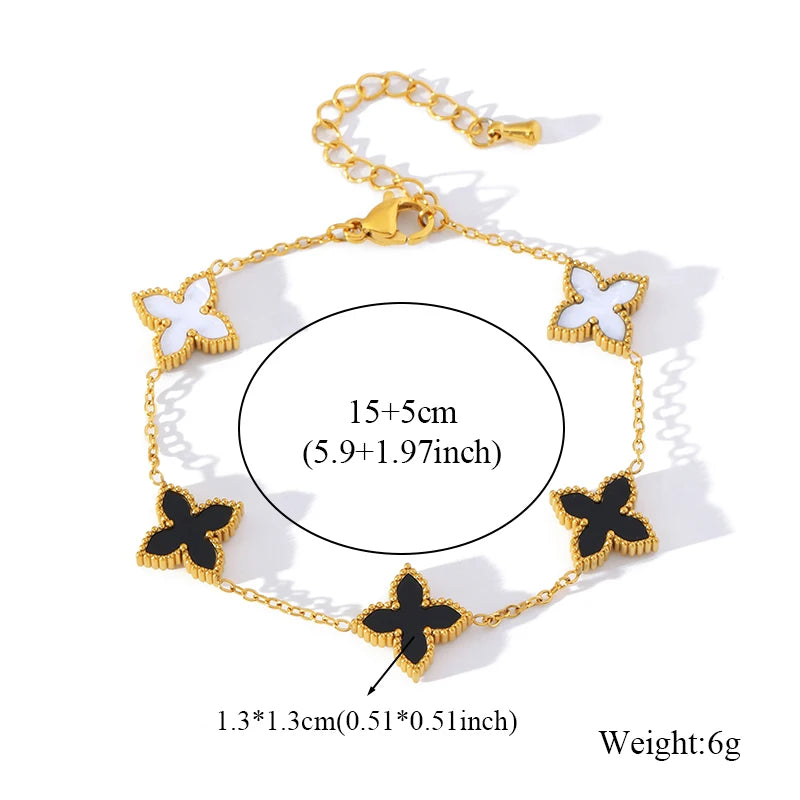 EILIECK 316L Stainless Steel Colorful Star Zircon Charm Bracelet Gold Color Jewelry Trendy Metal Texture Accessories for Women
