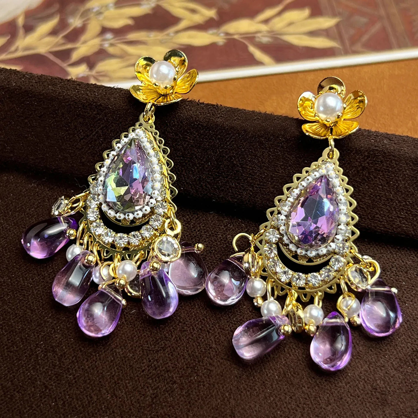 NISHIZAWA Tassels Crystal Earrings for Women Vintage Chinese Style Fashion Jewelry Elegant Exquisite Banquets Pendientes Mujer