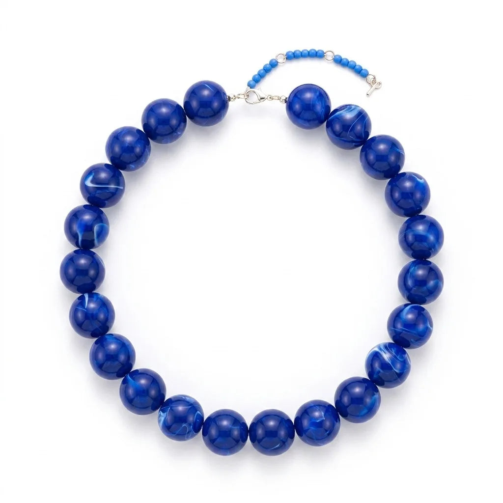 Double Color Round Beads Resin Necklace for Women Bohemian Style Waterproof Statement Choker Collar Necklaces Fashion Jewelry