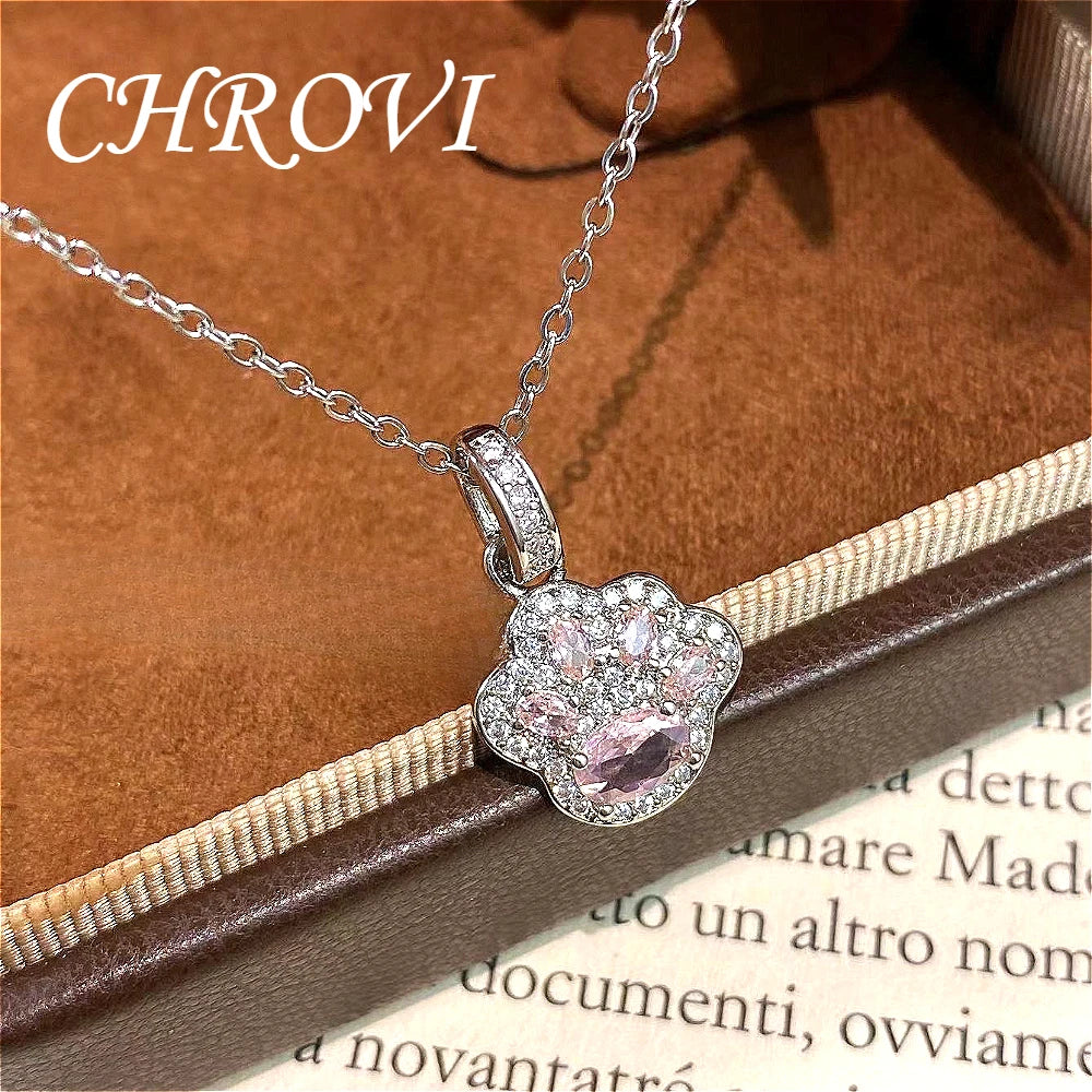 Luxurious best-selling Chinese-style red corundum cat paw pendant with a cat paw collar chain for women on the back cover design