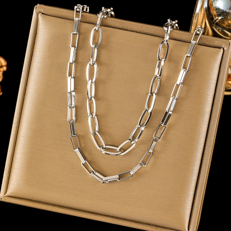 EILIECK 316L Stainless Steel High Quality Chain Collar Necklace For Women Silver Color Neck Chain Trendy Fashion Jewelry Bijoux