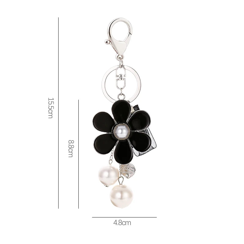 EASYA 2026 Fashion Black Sunflower Pearl Luxury Keychain Chain Car Keychain Party Gifts for Guests