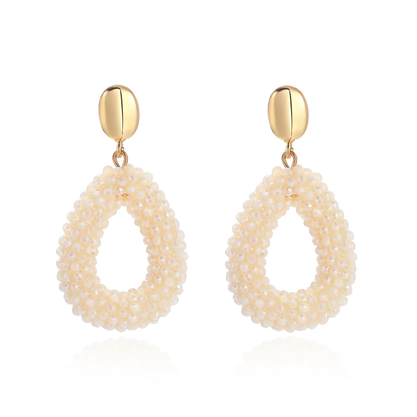 Badu Colorful Beaded Dangle Earrings for Women Boho Handmade Crystal Faceted Beads Teardrop Earrings Statement Fashion Jewelry