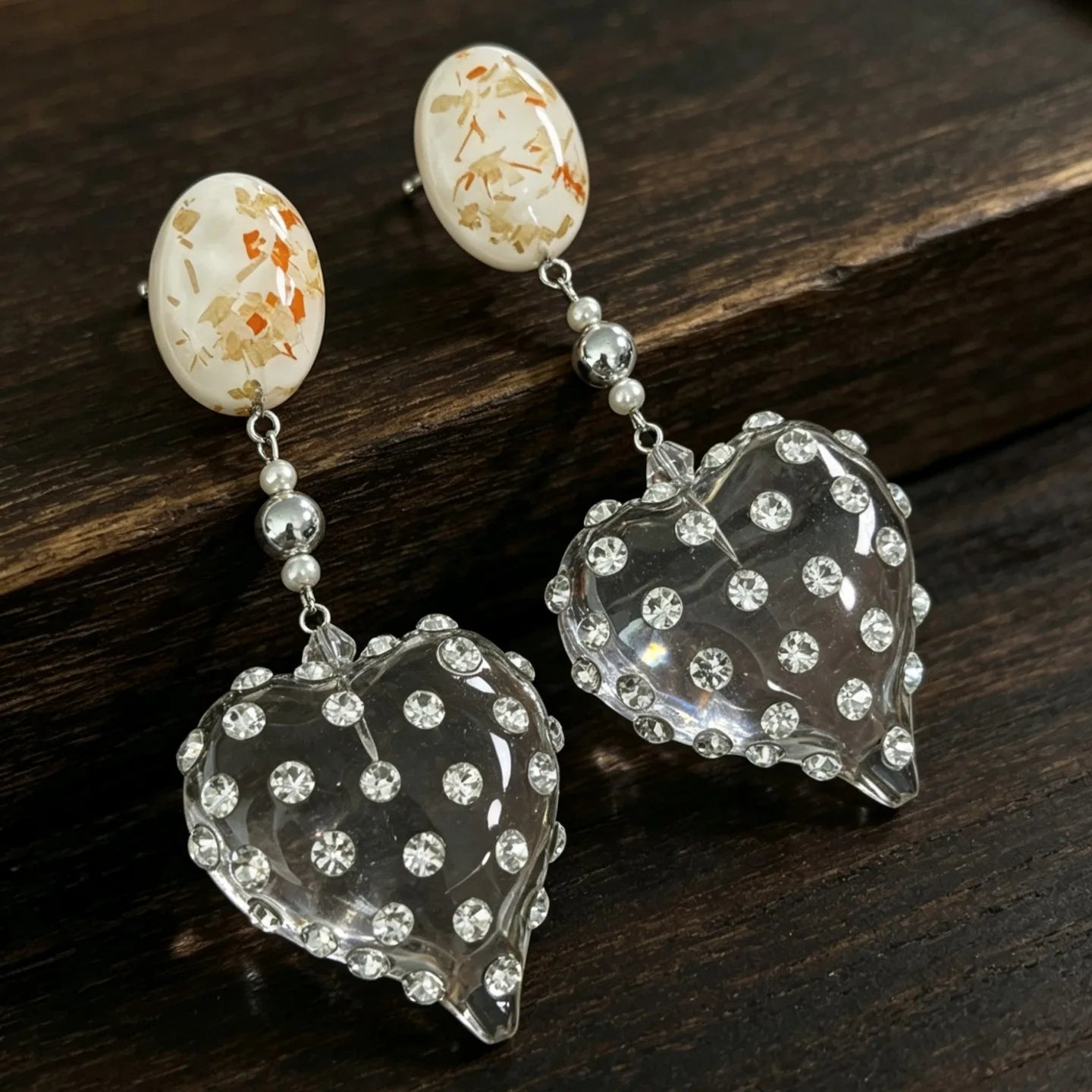 Crystal Earrings for Women Hearts Shaped Vintage Palace Style Aretes De Mujer Sweet Fashion Elegant Versatile Jewelry
