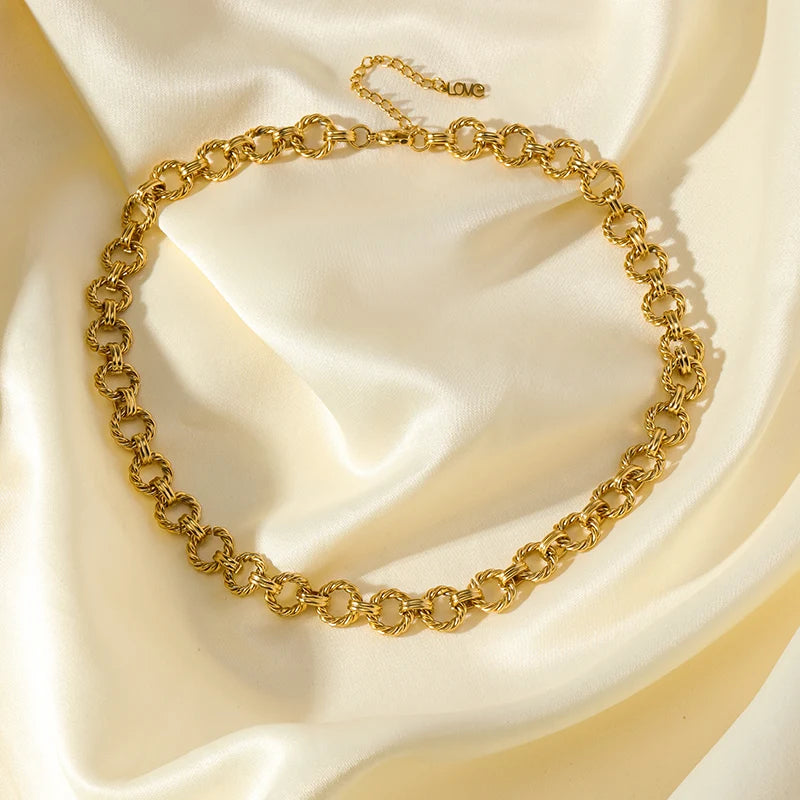 EILIECK 316L Stainless Steel Gold Color Chain Chokers Necklace For Women High Quality  Neck Chain Trendy Fashion Jewelry Bijoux