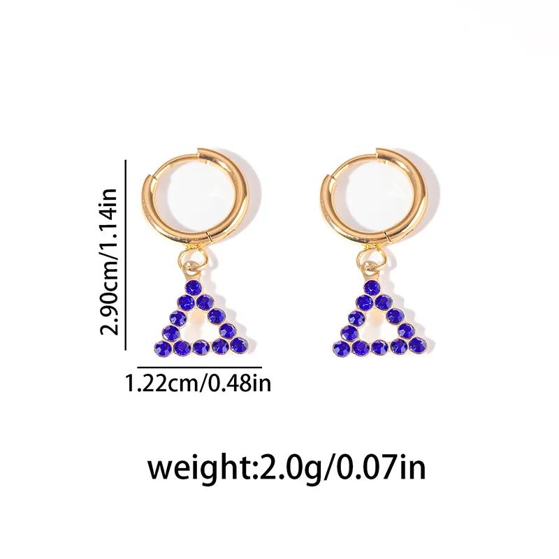 ANENJERY 316L Stainless Steel Heart Geometry Cross Star Circular Zircon Pendant Earrings For Women Fashion Simple Jewelry Gifts
