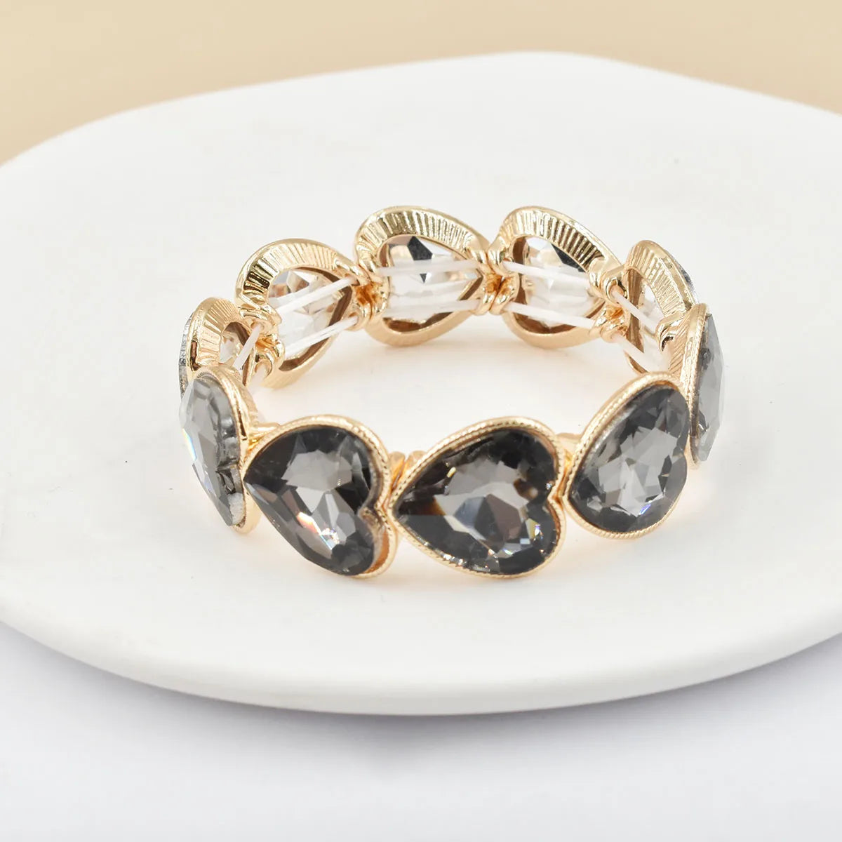 2026 New fashion crystal Women bracelet geometry thread red white blue charms elastic band heart shaped glass Atmospheric Love