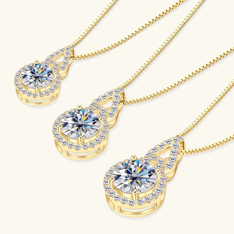 OXTAO D Color Moissanite Infinity Pendant Necklace Women Real 925 Sterling Silver Engagement Luxury Gourd Shape Jewelry