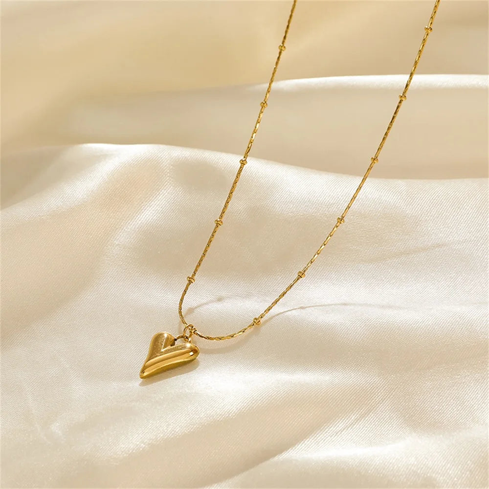 EILIECK 316L Stainless Steel Heart Love Necklace Bracelets Earrings Set For Women New Trendy 18K Gold Plated Waterproof Jewelry