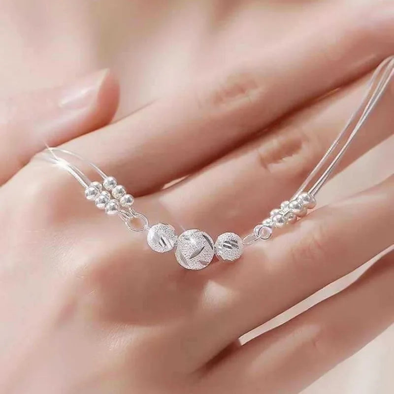 Luxury 925 Sterling Silver Ball Bracelets For Woman Korean Designer Lucky Beads Chain Bracelets Party Wedding Charm Jewelry Gift