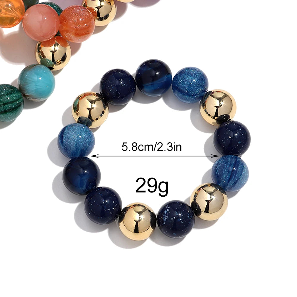 Trendy Acrylic Colorful Glitter Elastic Round Beads Bracelets New Resin Geometric CCB Bead Bangles Bracelet 2025 Fashion Jewelry