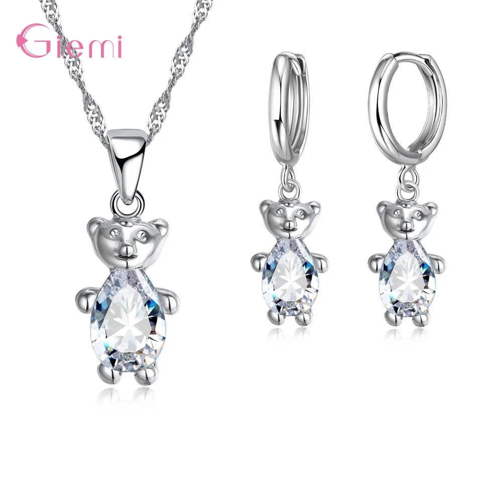 925 Silver Needle Jewelry Sets for Women Girls 34 Models Option Austrian Crystal Rhinestone Pearl Pendant Necklace Earrings