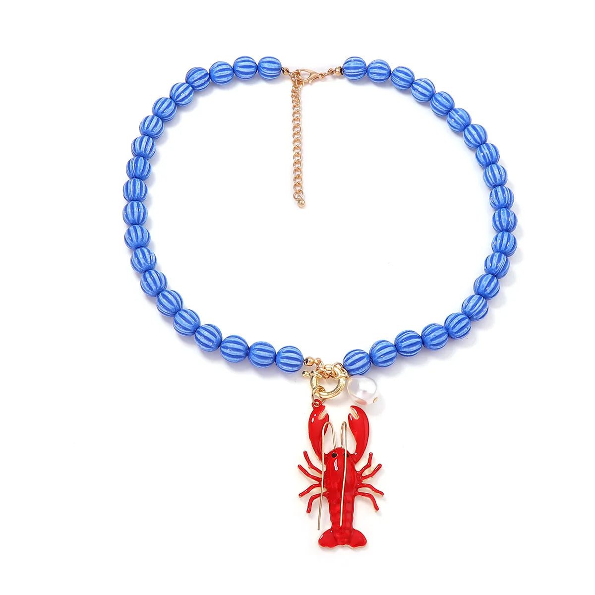 2026 Summer Beach Vacation Style Ocean Lobster Crab Pendant Colorful Beaded Necklace