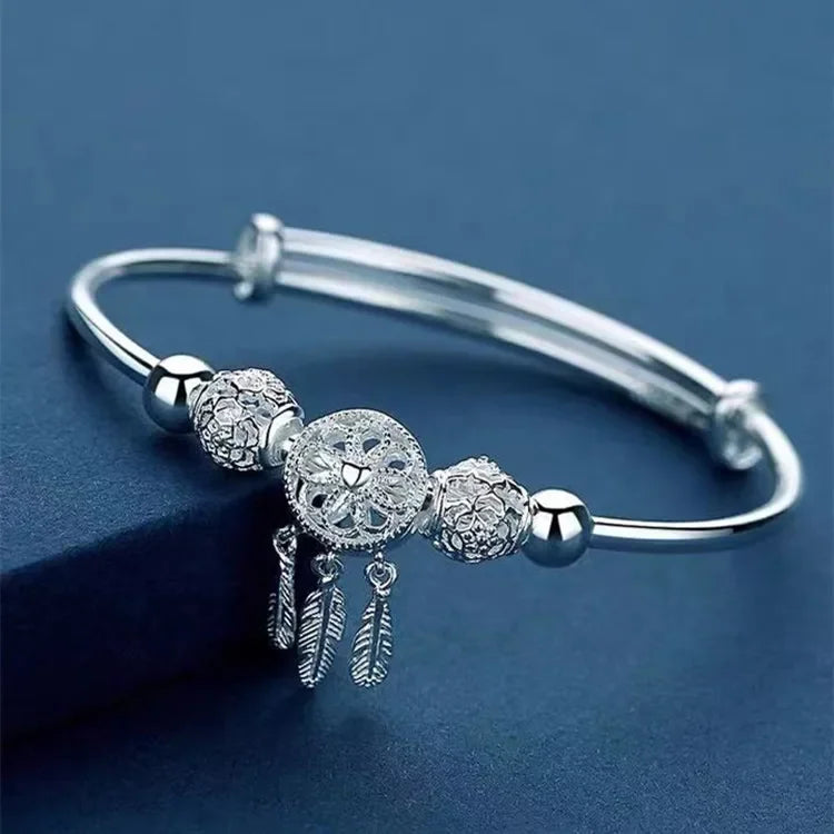 Fine 925 Sterling Silver Lucky Beads Ball Bracelet For Women Luxury Adjustable Bracelet Party Beautiful Jewelery Holiday Gifts