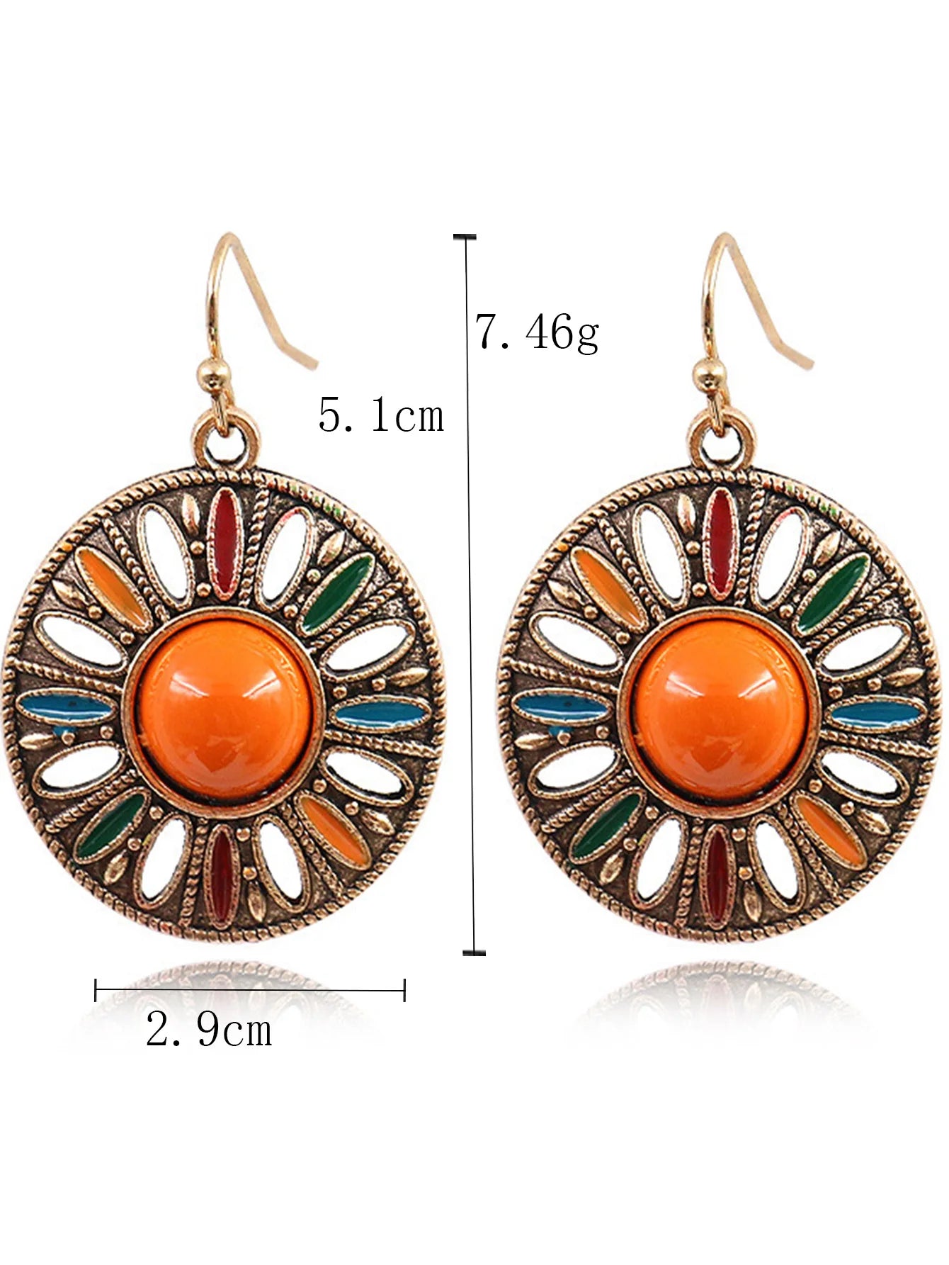 2PC Women's Fashion Bohemian Style Colorful Disc Earrings Jewelry Accessories Suitable for Date, Party, Festival Gifts-4535