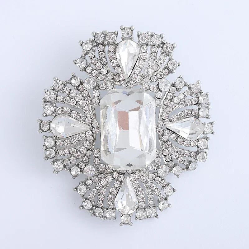 Crystal Large Glass Brooches for Women Unisex Rhinestone Flower Pins Banquet Party Backpack Gifts Jewelry Accessories