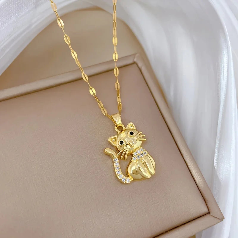Classic Cat Charm Necklace For Womens New Clavicle Chain Party Animal Themed Jewelry Gifts