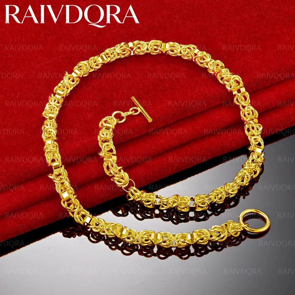 18K Gold Plated 45cm Circle Chain Necklace For Men and Women Fashion Jewelry Exquisite Trend Party Engagement Wedding Gift