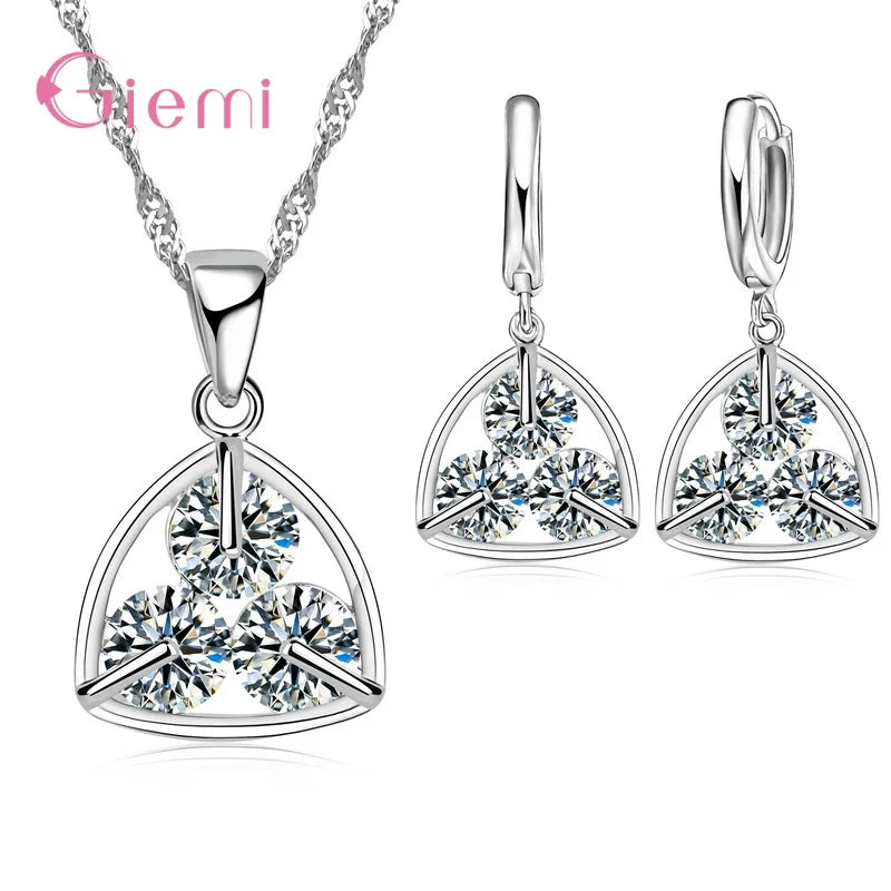 925 Silver Needle Jewelry Sets for Women Girls 34 Models Option Austrian Crystal Rhinestone Pearl Pendant Necklace Earrings