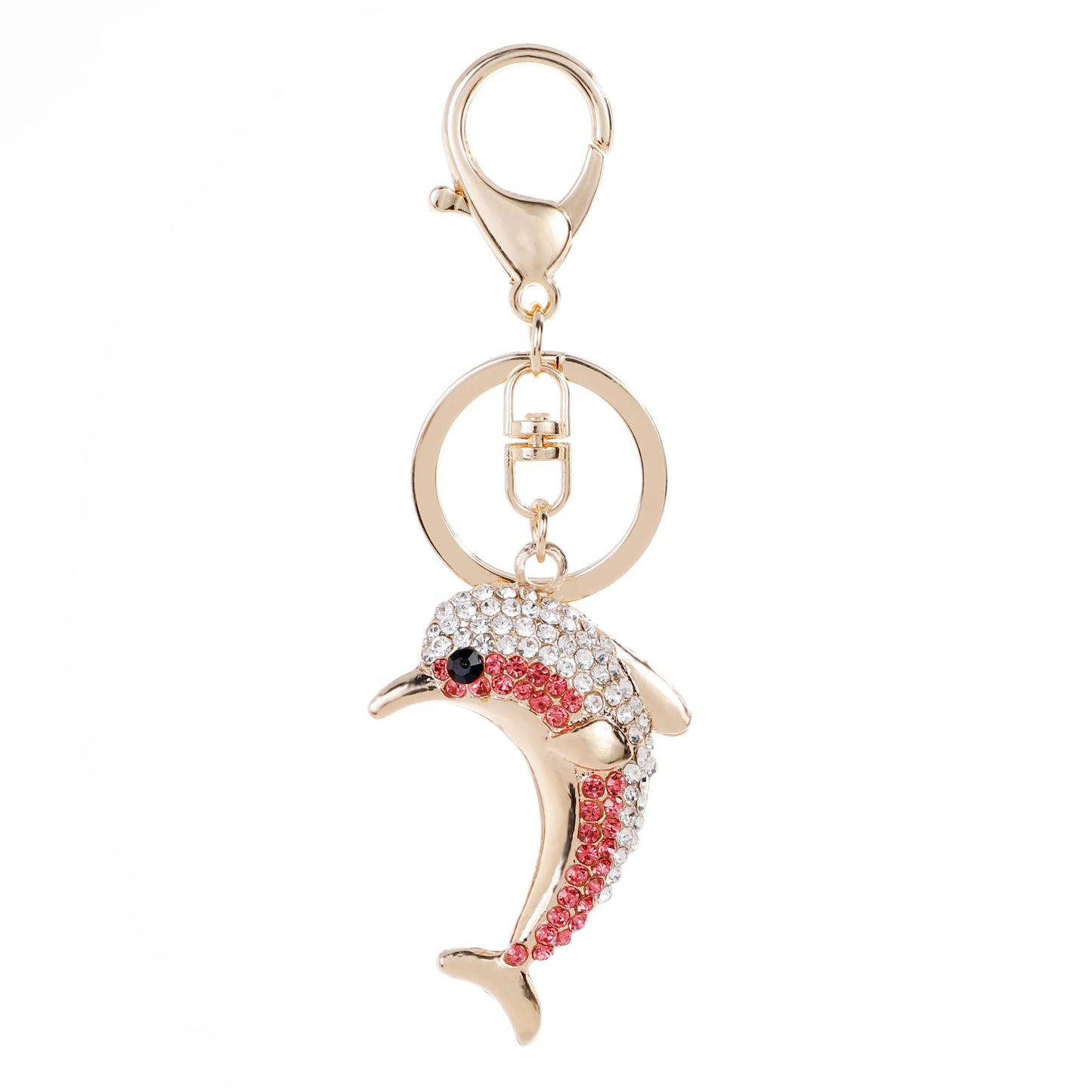 Fashion Rhinestone Crystal Metal Keychain Lovely Cartoon Marine Style Tortoise Fish Dolphin Keyring HandBag Car Pendant Gift