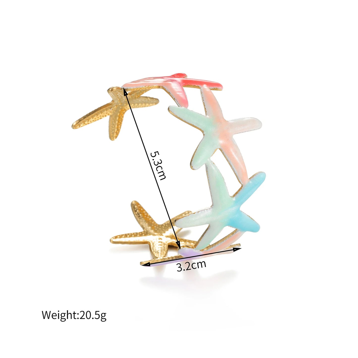 Freeteeme Stylish Colorful Oil Dripping Shell Starfish Bangle for Women Stainless Steel Ocean Series Open Bracelets Beach Gifts