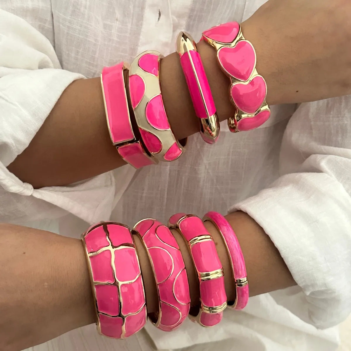 KMVEXO Dopamine Color Blocked Bangles Creative Design Fashionable Temperament Drip Oil Imitate Enamel Bracelet Women Jewelry