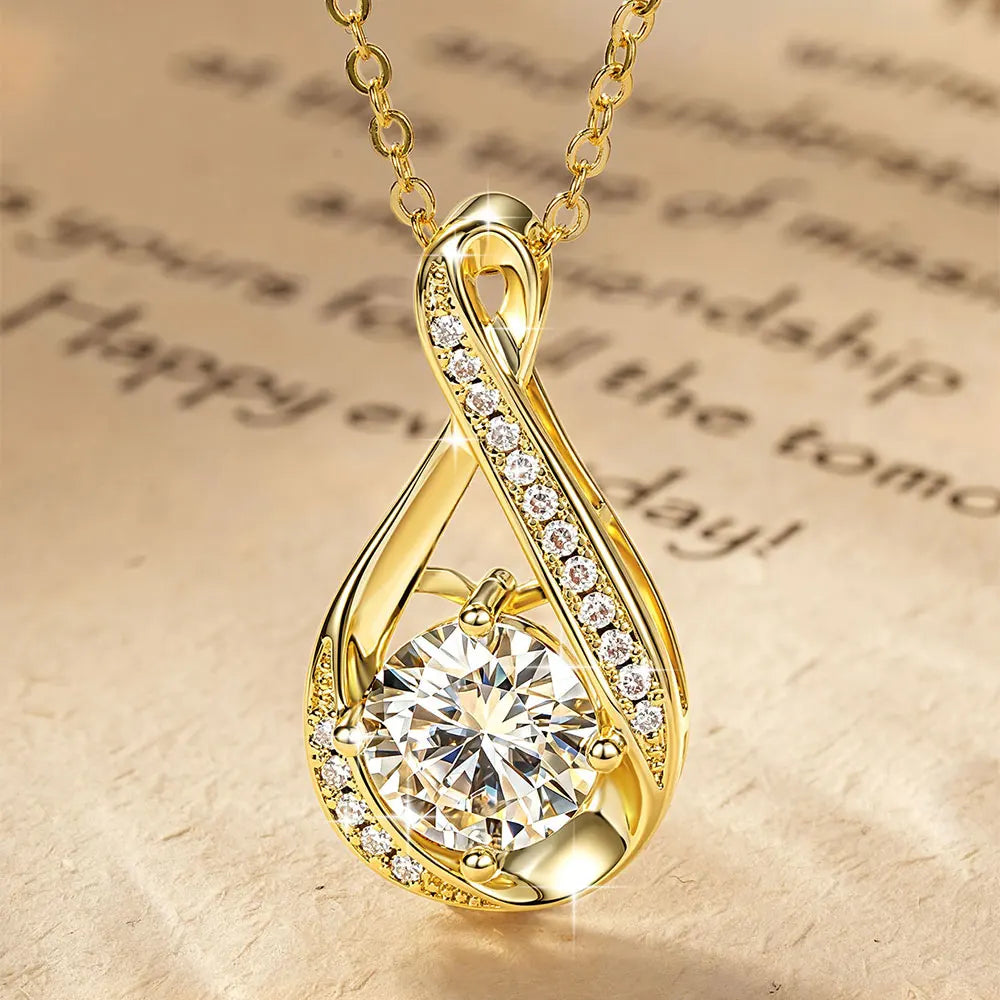 OXTAO Infinity Moissanite Pendant Necklace 8mm&1.2mm D VVS1 for Women 14K Gold Filled Clavicle Chain Necklace Fine Jewelry Gift