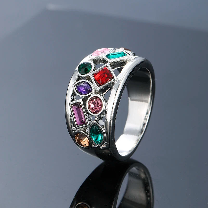 Exquisite Women Band Finger Ring Jewelry Round/Oval/Triangle/Marquise Stones Anniversary Birthday Gift Fashion Daily Ring