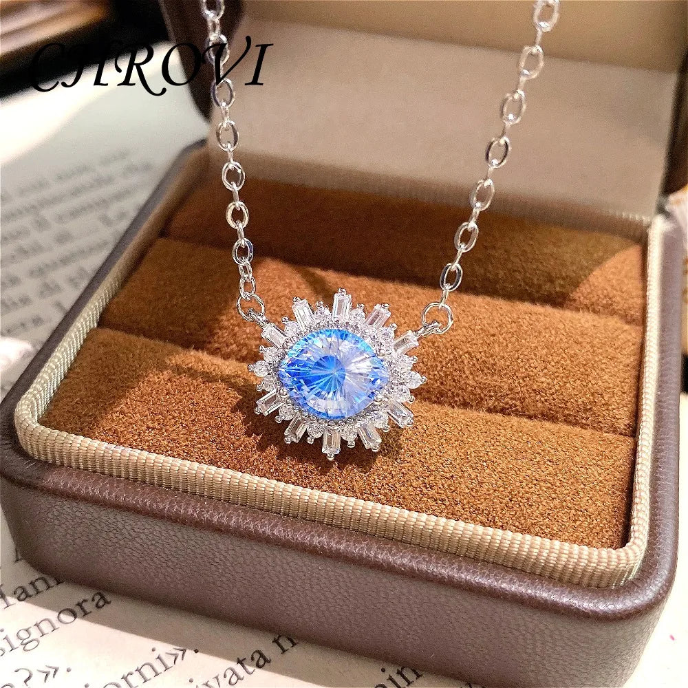 New Flashing 925 Sterling Silver Necklace Fashionable Light Luxury Collarbone Chain Necklace for Women