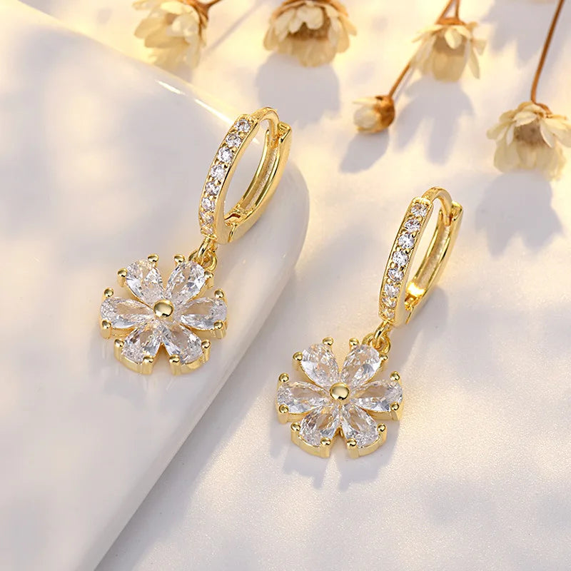 925 Sterling Silver Earrings exquisite Zircon for Women Fashion Party Jewelry Long Earrings Gifts Wedding Gift cute