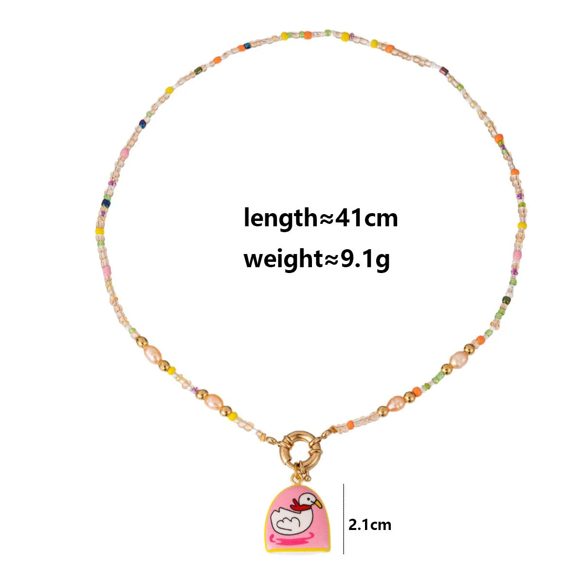 2026 Fashionable Trendy Summer Colorful Heart Beaded Necklace Colorful Beaded Necklace Back-to-School Season Gift