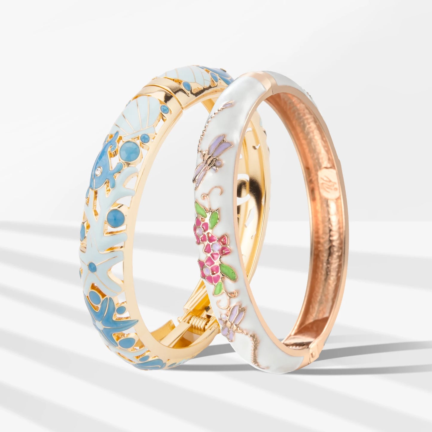 1/2PC Bangle For Women Double Enamel Bangle Set Cloisonne Bracelet On Hand Indian Style Dubai Women's Jewelry Accessories Trendy