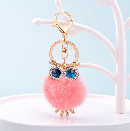 EASYA New Design Crystal Owl Keychain Full Rhinestone Key Ring Key Holders For Women Bag Accessories Cute Animal Car Key Chain
