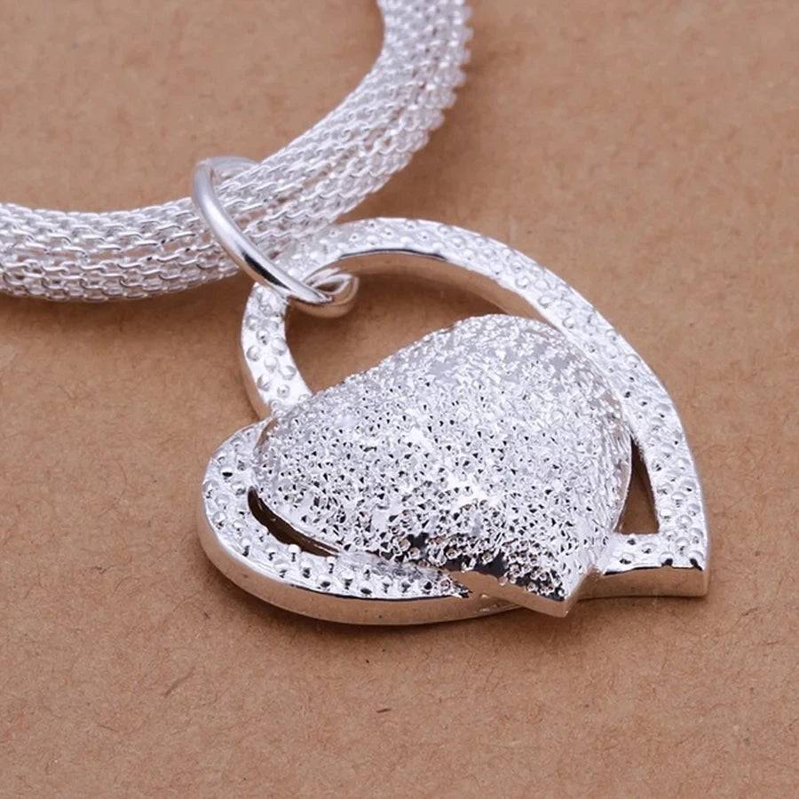 925 Sterling Silver Necklace Gorgeous Charm Fashion Heart Wedding Lady Love for Women Noble Luxury 18 Inches 45cm Jewelry