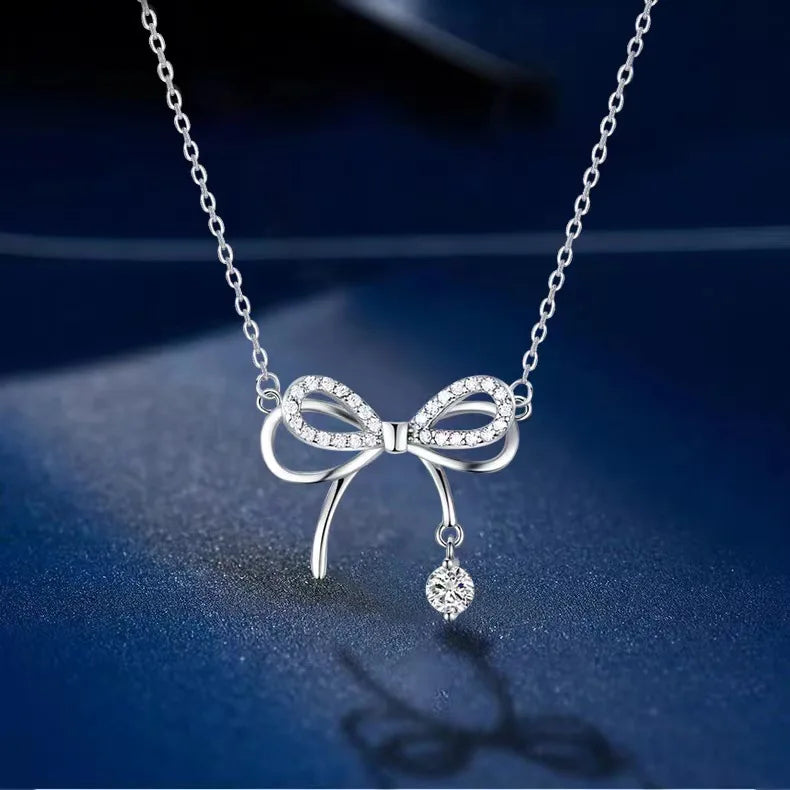 925 Sterling Silver Necklace Pendant AAA Zircon For Women Fashion Exquisite Student Girlfriend Jewelry Accessories Heart Gift