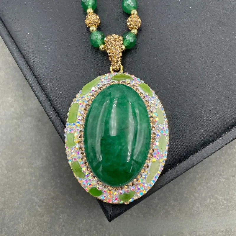 NISHIZAWA Green Gemstones Rings for Women Geometric Turkish Style Fashion Jewelry Light Luxury Elegant Anillos Mujer