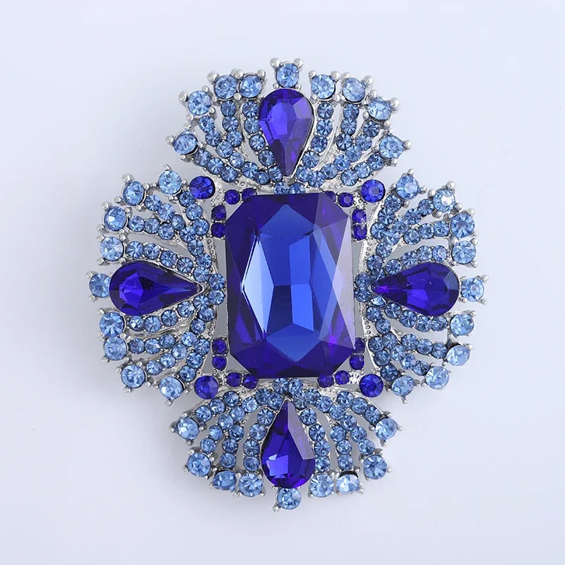 Crystal Large Glass Brooches for Women Unisex Rhinestone Flower Pins Banquet Party Backpack Gifts Jewelry Accessories